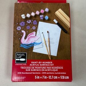 Artist’s Loft Pink & Purple Swan Paint-by-Number Acrylic Kit includes paint